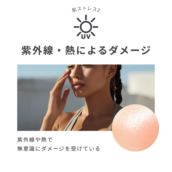 肌ストレス2 UV 紫外線・熱によるダメージ 紫外線や熱で無意識にダメージを受けている
